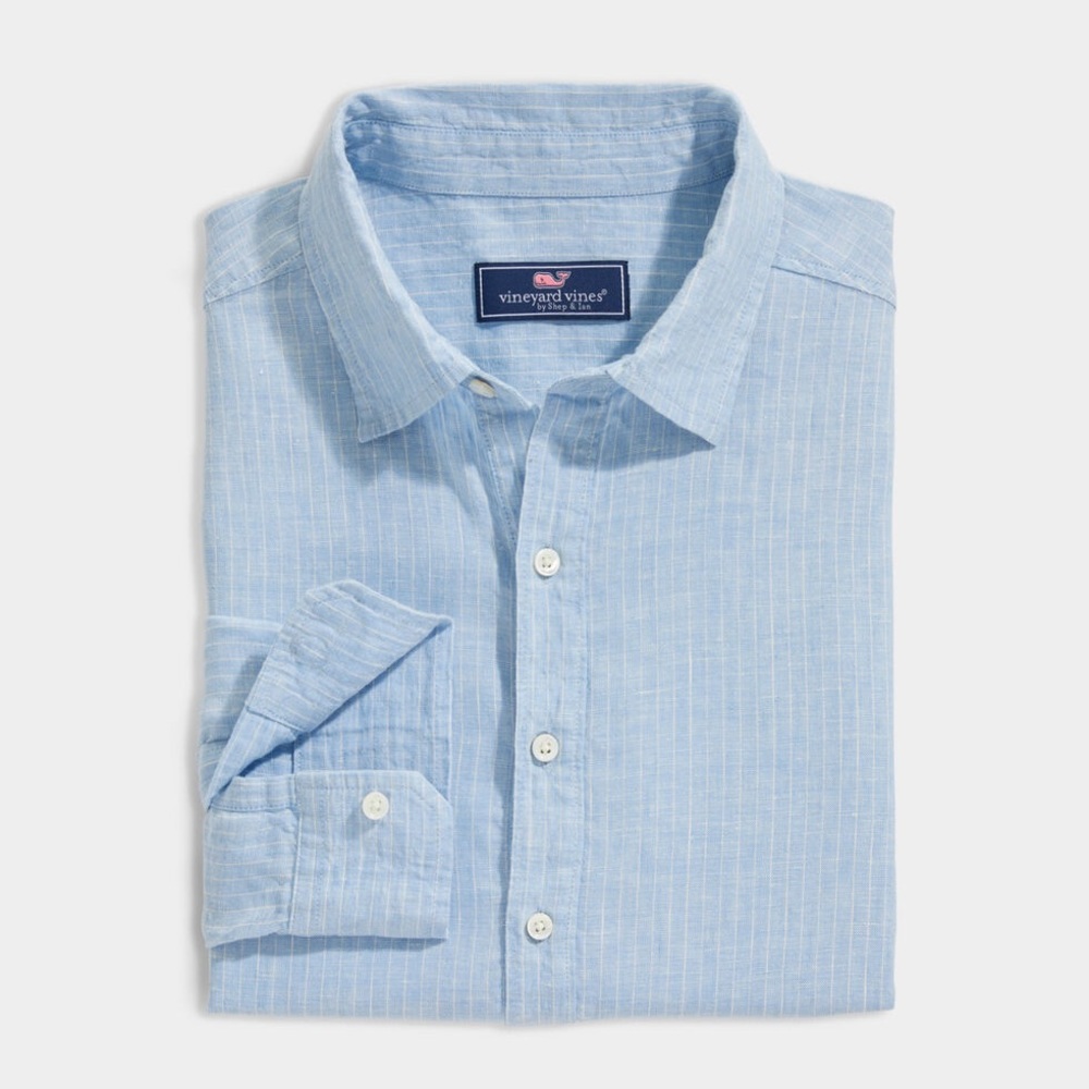 Vineyard Vines Classic Linen Spread Collar Shirt - Ocean Breeze